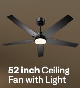 VIVOHOME Ceiling Fans with Lights, 52 inch Low Profile Ceiling Fan with Light and Remote, Flush M...