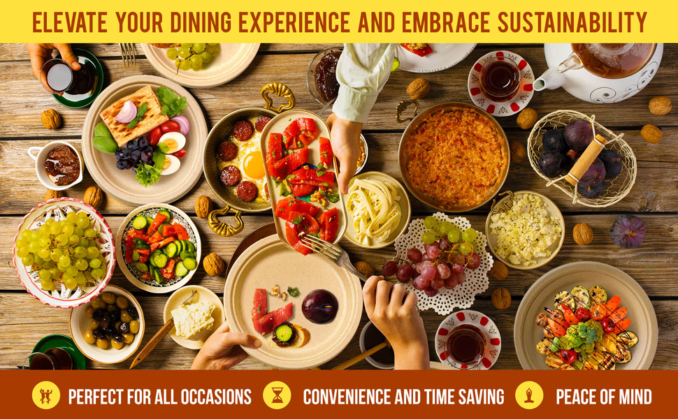  Food served in bio-degradable plates on a party