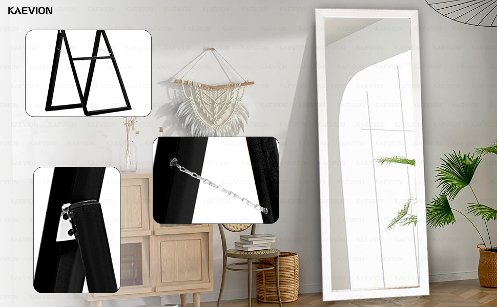 KAEVION Full Length Mirror Standing White Frame HD Rectangle Full Body Big Floor Standing Mirror