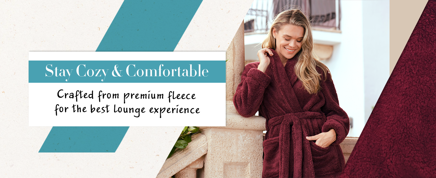 Alexander Del Rossa Women's Fuzzy Plush Fleece Winter Robe, Warm Soft Fuzzy Bathrobe for Her at