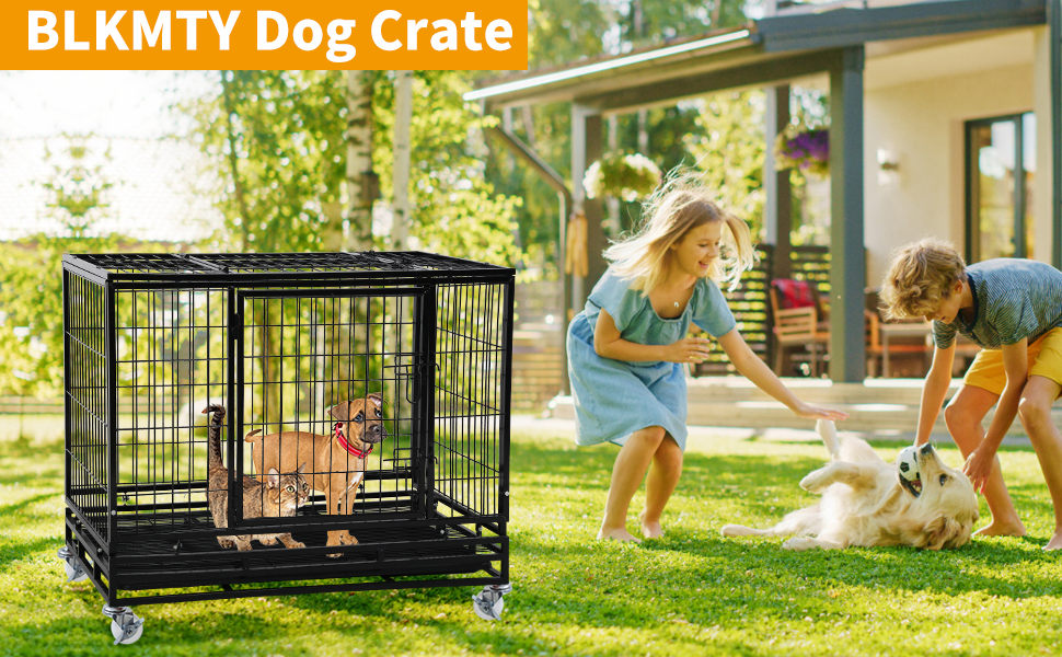 BLKMTY 42" Dog Crate Heavy Duty Dog Cage Steel Larger Dog