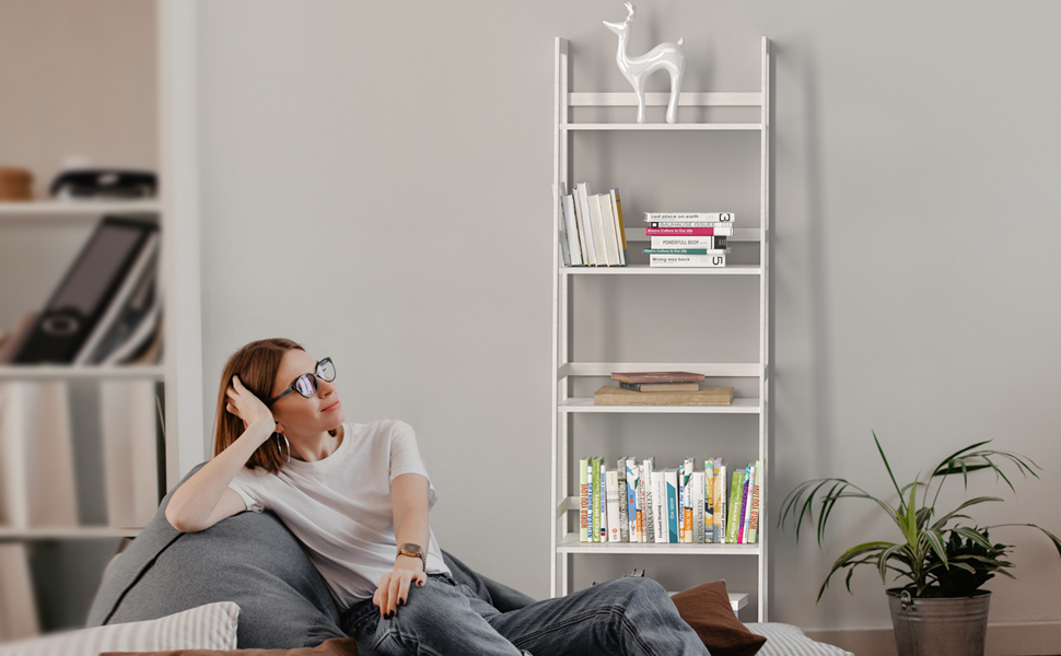 bookshelf bookcase shelf book storage shelves white cube organizer kid ladder tall room