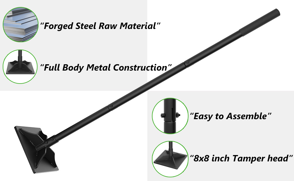 Steel Tamper Tool, 49 inch Hand Tamper with Heavy Duty
