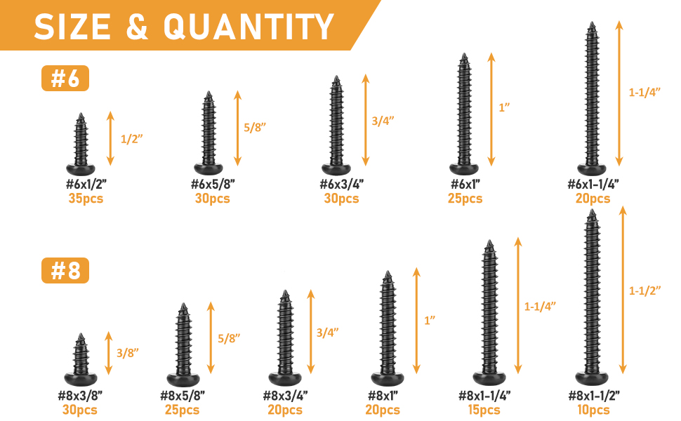 black wood screw assortment kit