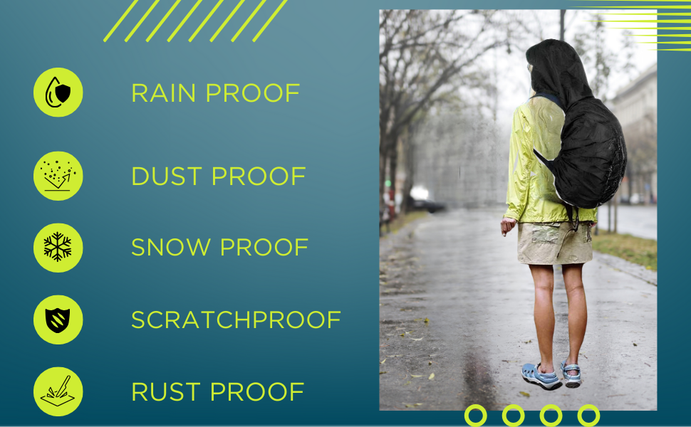 Rain Cover for Backpack with Elastic Adjustable and Carrying Pouch Dustproof Waterproof Laptop Bag Protector Travel Accessories 35-45 Liter Hoddy Style (Sea Green) 6 rain bag cover