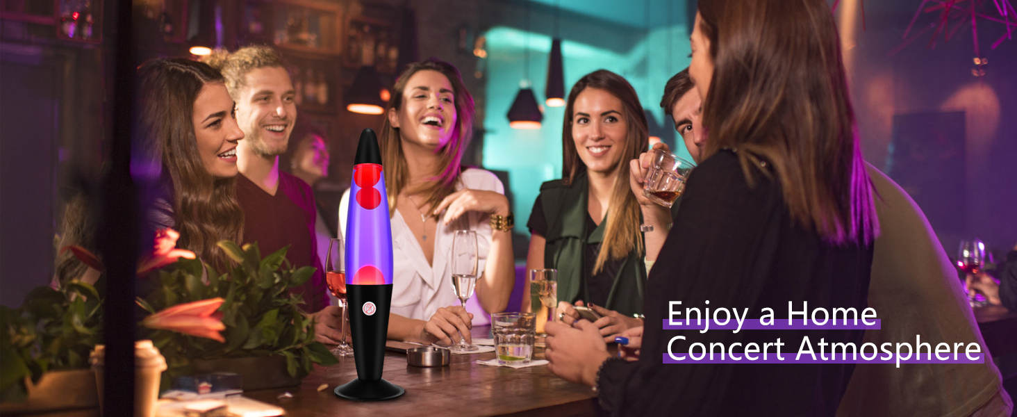 Decorative lava lamp with black base for home decor, featuring a soothing color-changing liquid motion that's perfect for ambiance