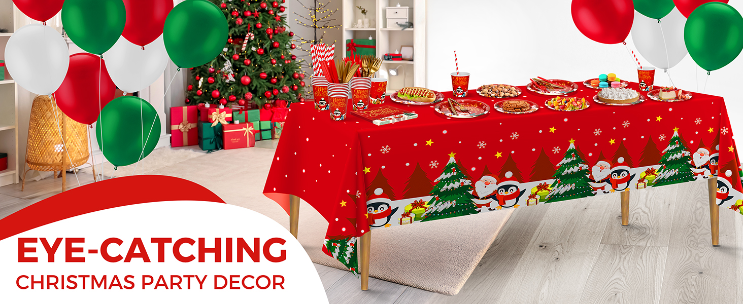 Christmas Plates Disposable Party Set, Serves 24 Red