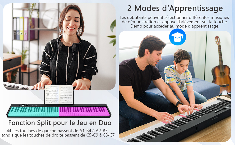 DREAMADE Clavier de Piano Électronique 61 Touches, Piano Numérique avec  Support Réglable Tabouret Pliable Écran LCD Casque Micro, 84,5x32,5x69cm  pour Enfant Débutant et Professionnel : acheter des objets Beatles, Lennon,  McCartney, Starr