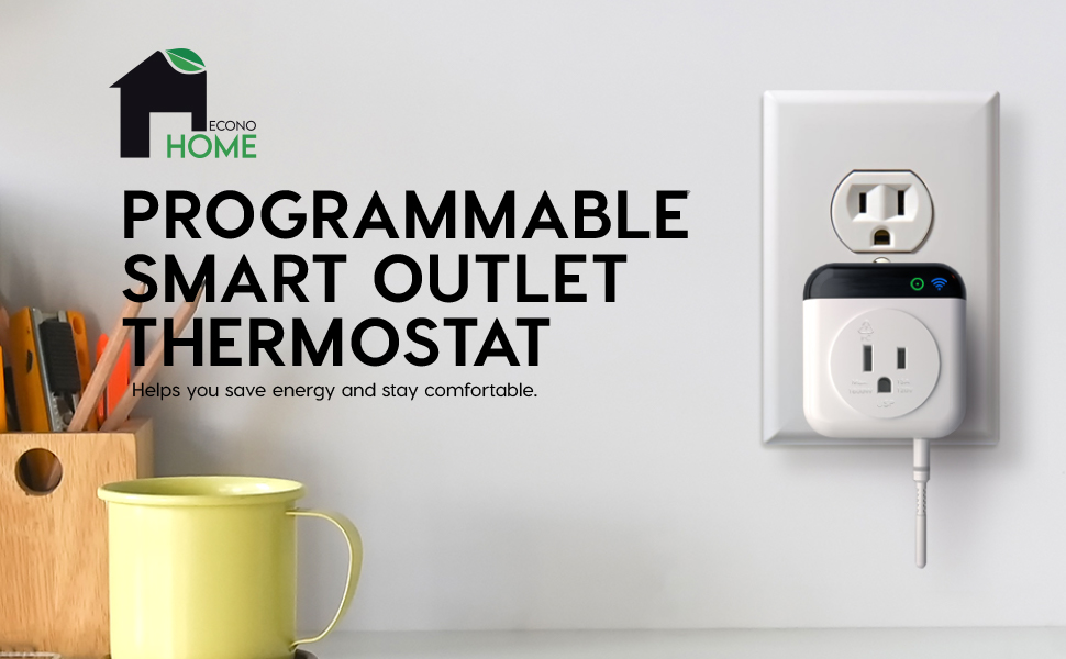 EconoHome WiFi Thermostat Plug Outlet Wireless Plug in Smart