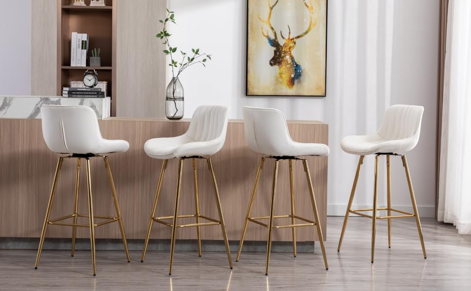 CIMOTA Swivel Bar Stools Set of 2 Modern Barstools Velvet