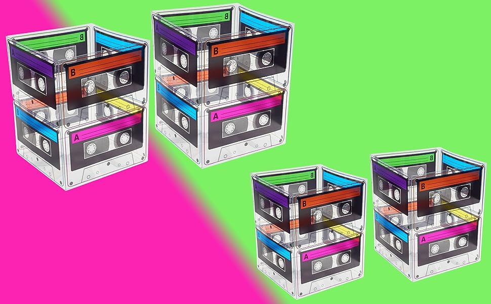 Cassette Tape Bucket Centerpiece (4 Pack) 80s Party Supplies, 90's