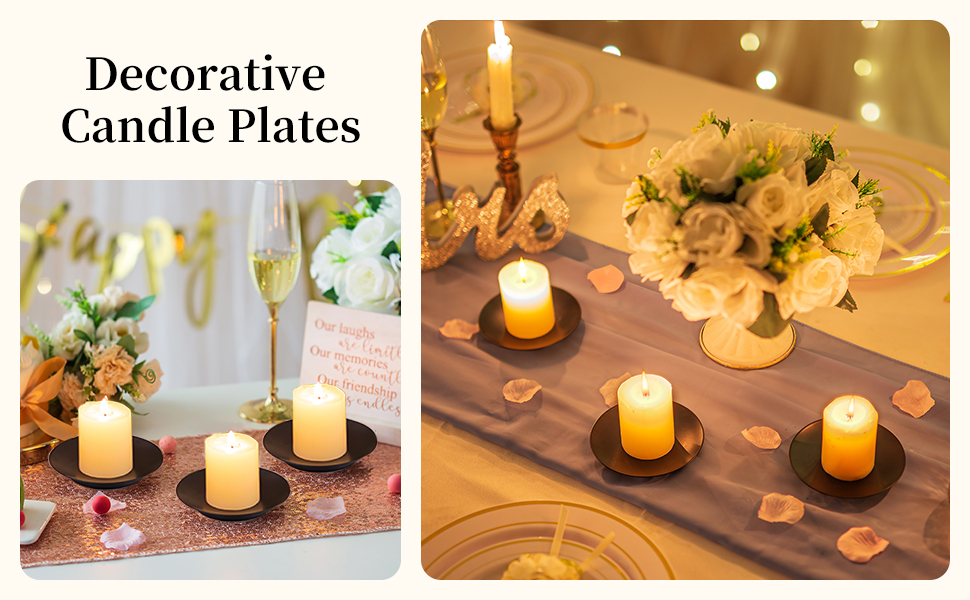Romadedi Iron Plate Candle Holder, Black Candle Holders for Pillar