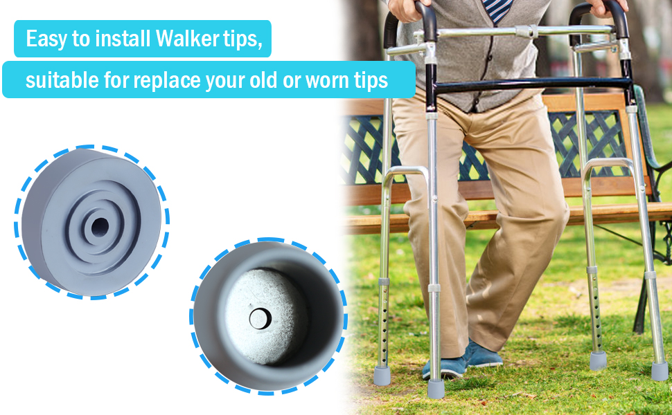 4 Pack 1 1/8 inch Walker Tips Commode Tips Heavy Duty