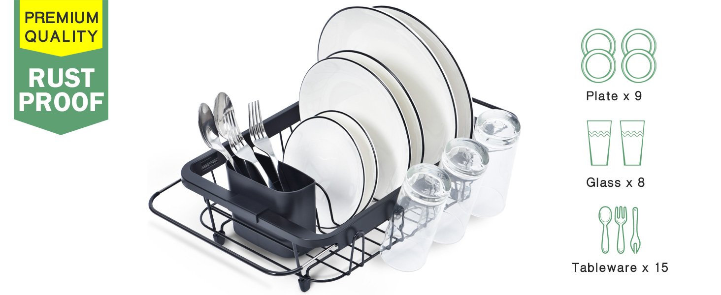TOOLF Expandable Dish Drying Rack Over The Sink Adjustable Dish Rack in