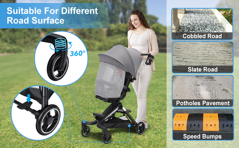 Lightweight Baby Stroller, zebrater Compact Travel Toddler