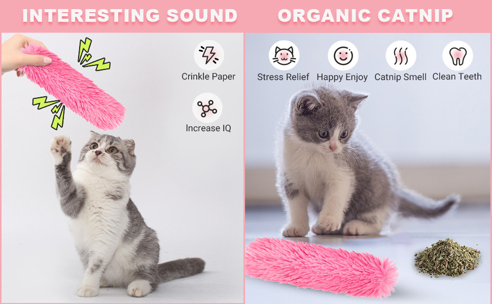 AURUZA 6 Pcs Cat Toys for Indoor, Crinkle Sound Kitten