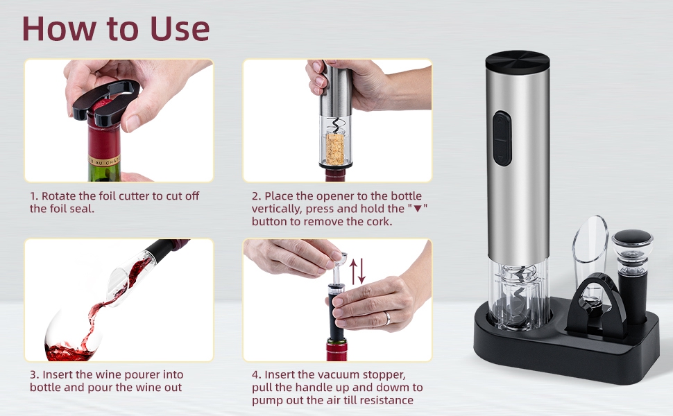 Mcbazel Electric Wine Bottle Opener Set,Automatic Electronic Corkscrew
