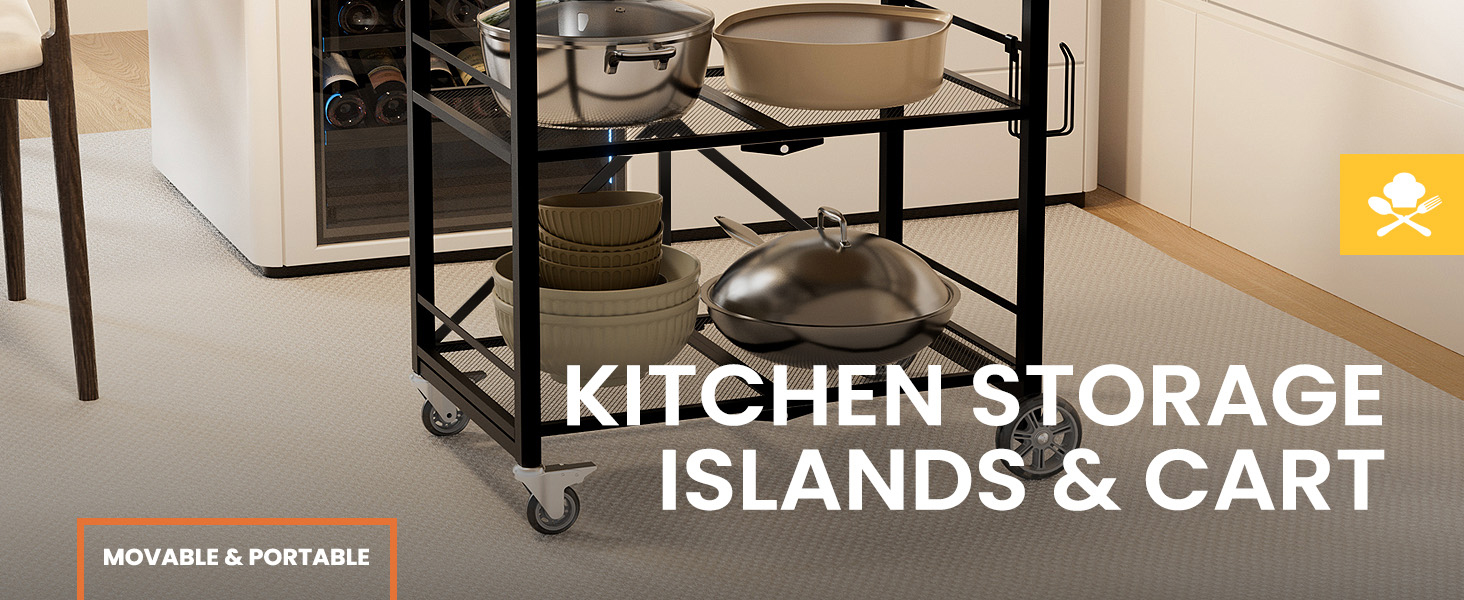 Folding Grill Cart, Metal Pizza Oven Stand Table with 2