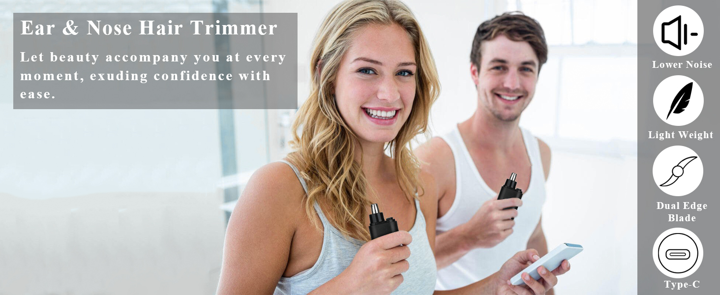 Nose & Eyebrow Hair Trimmer for Women Men,Painless Rechargeable Ear & Nose Hair Trimmer Clipper