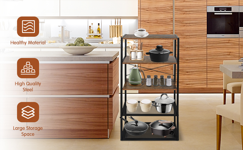 Babion 5Tier Bookshelf, Vintage Standing Storage Shelf