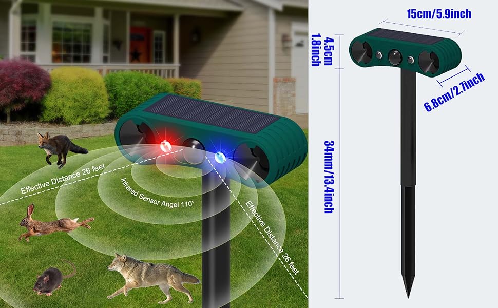 Solar alarm motion sensor alarm with red blue flashing lights 