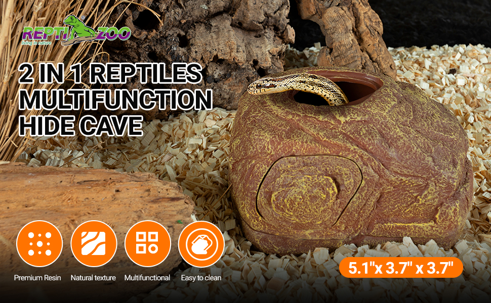 2 in 1 Gecko Hideout for Hide &amp; Rest &amp; Breed &amp; Feeding
