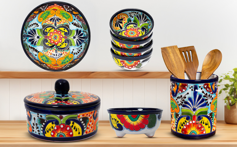baking dishes. casserole dish. tortilla warmer. tortillero. salsa bowl. molcajete.