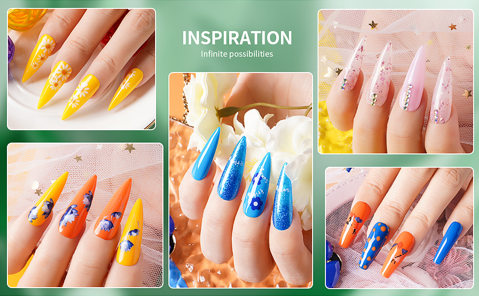 pink red nail polish set blue green nail polish set orange yellow nail polish