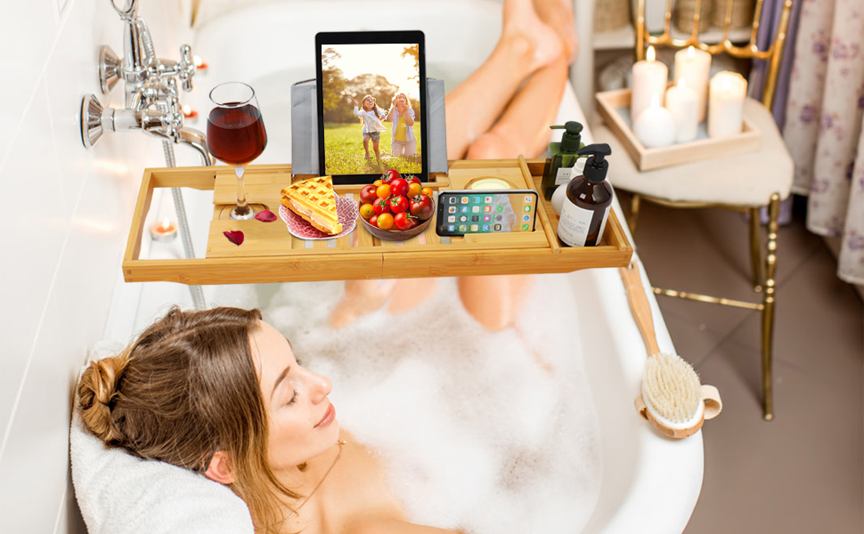 bamboo bathtub caddy
