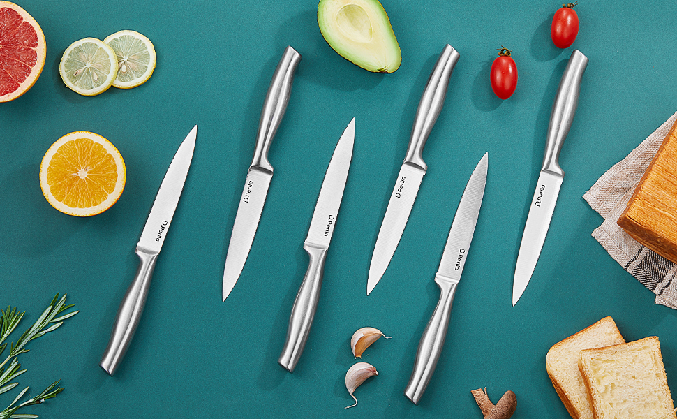 D.Perlla Steak Knive Set, Micro Serrated Steak Knife Set of 8, High