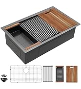 33 Black Kitchen Sink Undermount - Fulorni 33x19 Inch Kitchen Sink Gunmetal Black NANO-PVD Ledge ...