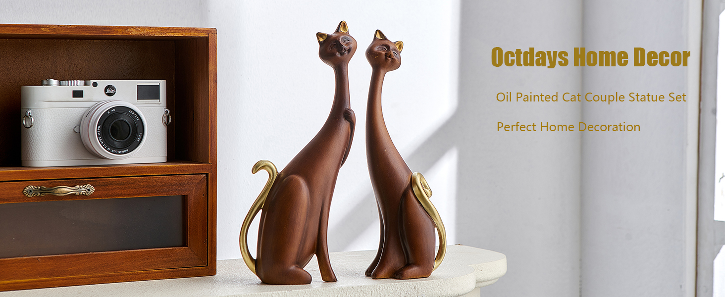 Cat Statue Oil Painting Cat Couple Sculptures