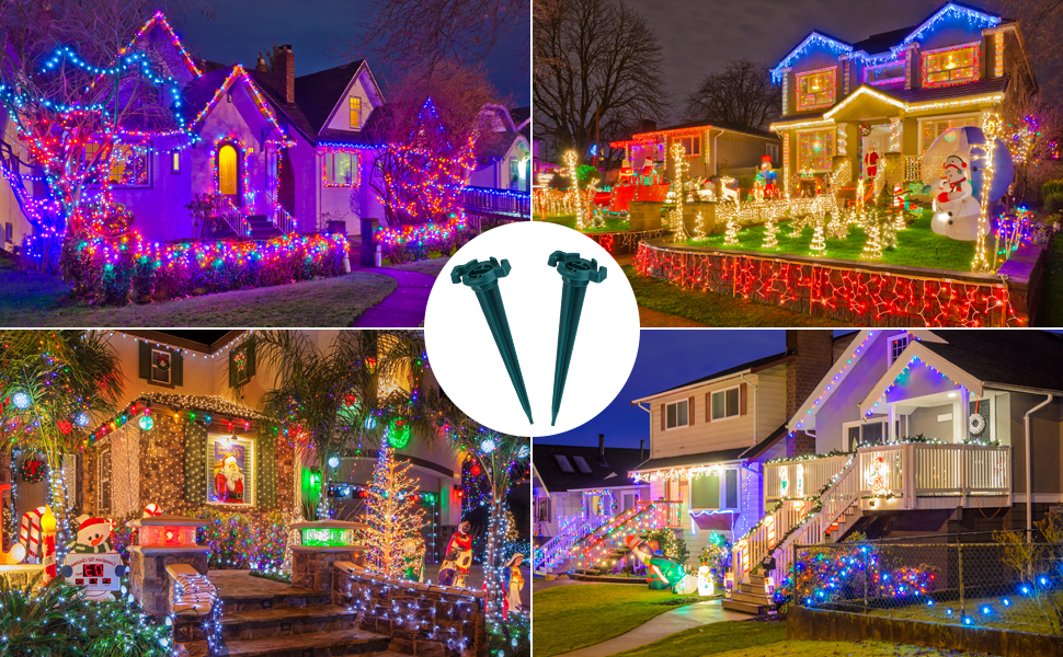 100Pack Plastic Light Stakes, 4.5 Inch Christmas Yard