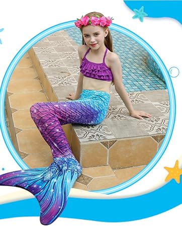 Meerjungfrau Flosse für Kinder mit Bikini Set