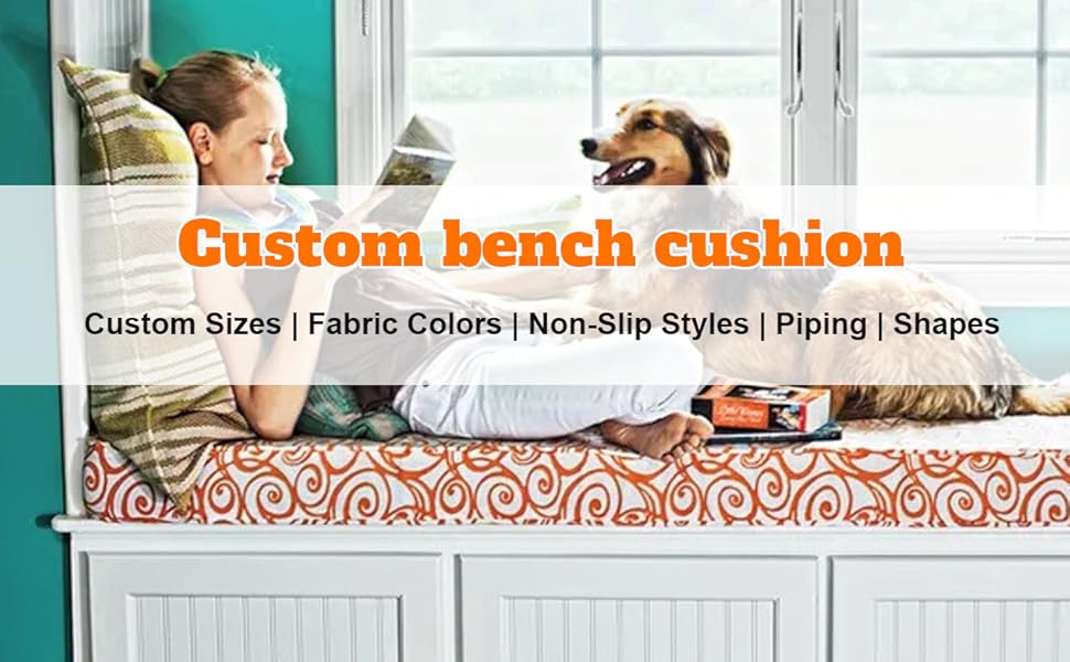 ZQD Custom Bench Cushions, Bay Window Seat Cushions, 100+ Colors to