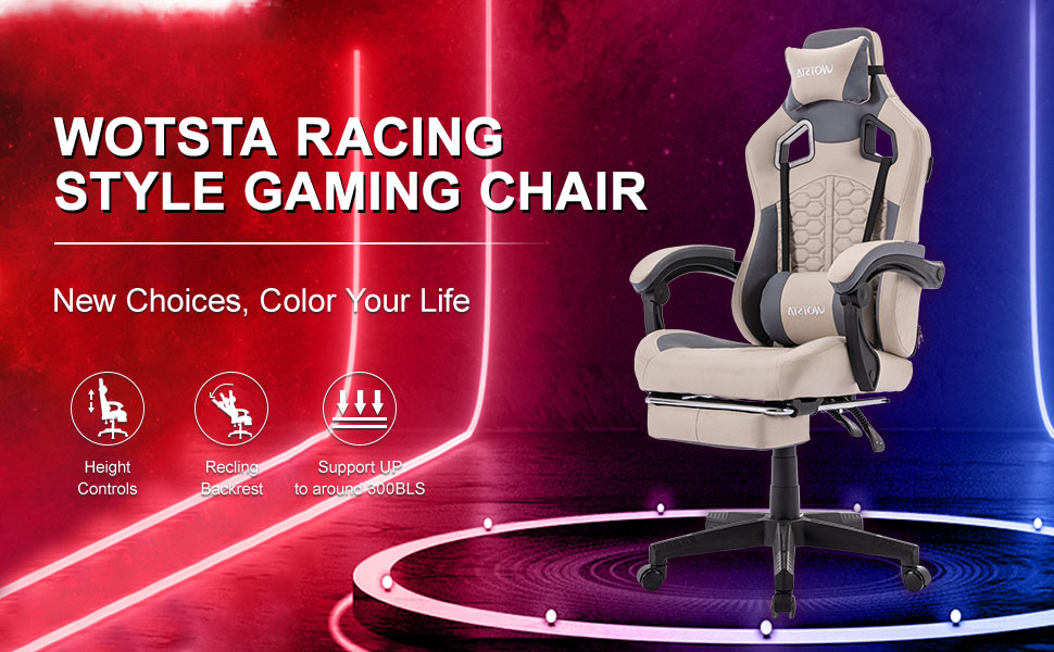 WOTSTA Gaming Chair with Footrest,High Back Gamer Chair with Massage