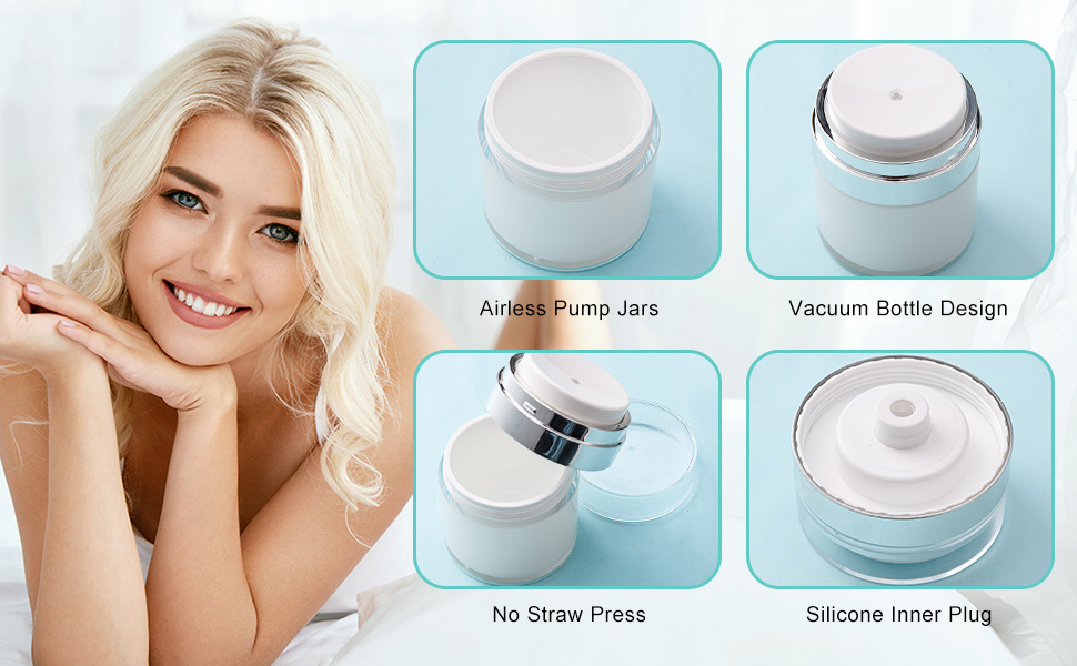 3 Pack Airless Pump Jar, Moisturizer Pump Container, Pump