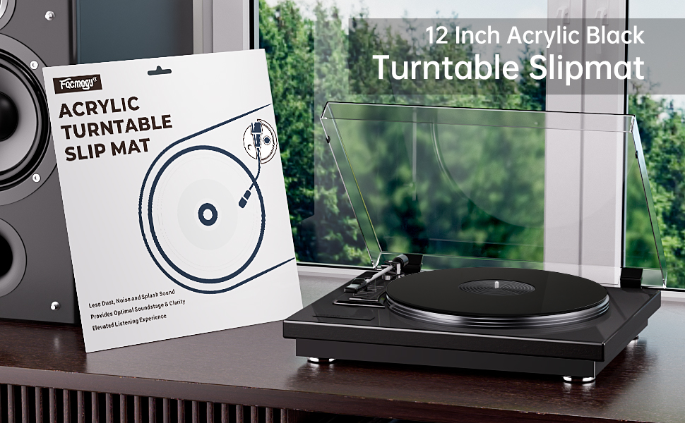 Facmogu 3mm Acrylic Turntable Mat, 12“ Anti Vibration Vinyl