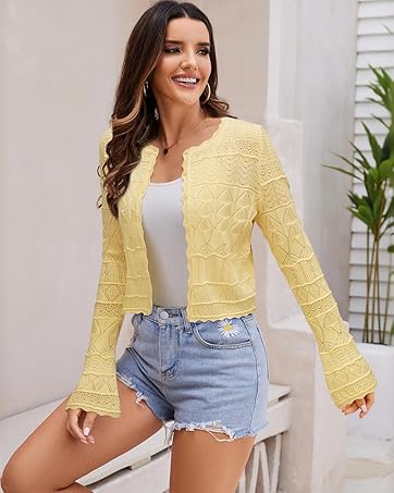 yellow cardigan