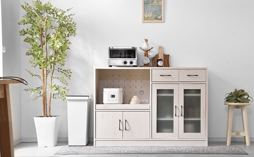 Amazon|ワイエムワールド レンジボード レンジラック レンジ台 食器棚