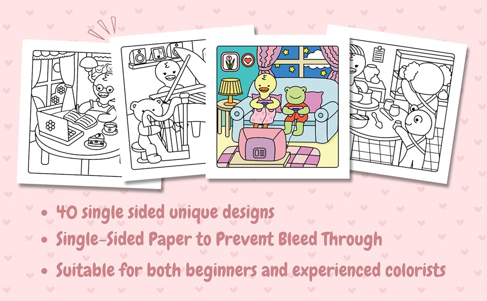 40 Single-Sided Unique Designs to Prevent Bleed-Through. Great for colorists of all ages.