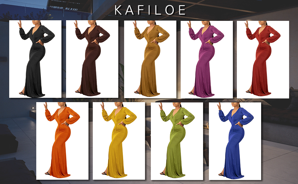 kafiloe deep v neck maxi dress