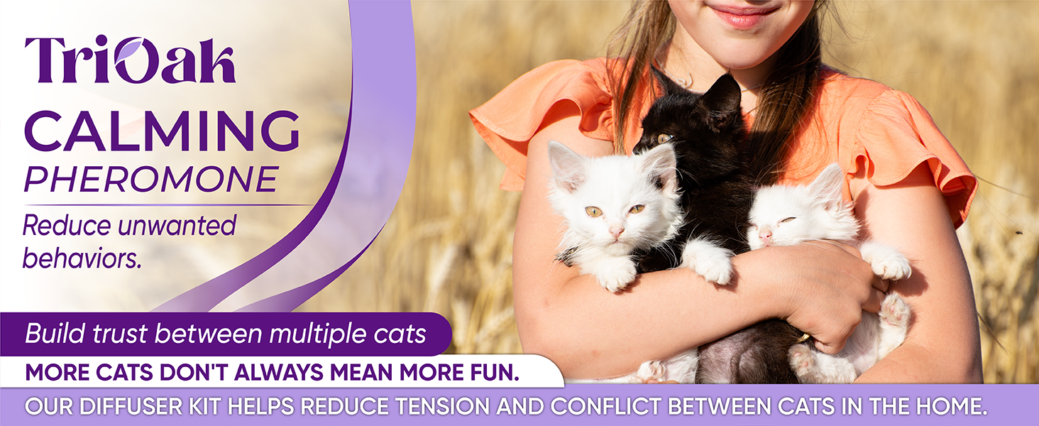 TriOak Cat Pheromones Calming Diffuser, 2 in 1 Cat Calming