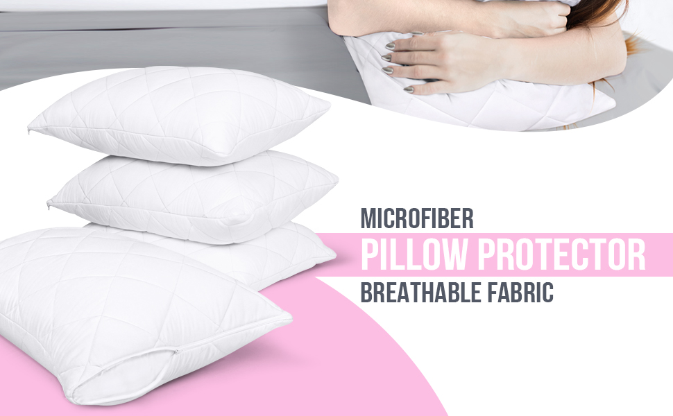 Utopia Bedding Pillow Protector 50x75 cm, 4 Pack Quilted Zippered