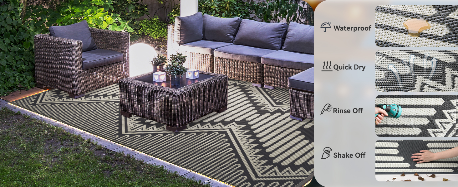 Outdoor Balcony Rug with Led String Strip Lights Outdoor Rug Outdoor Mat Outdoor Carpet Waterproof