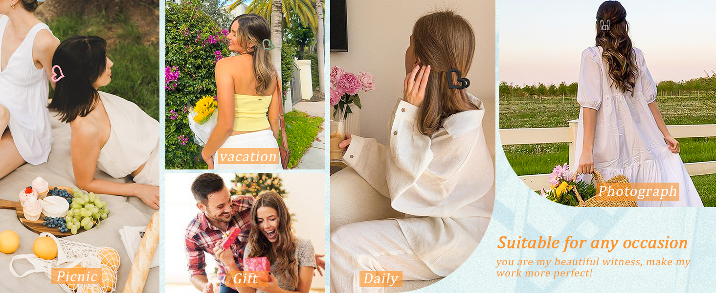 hair clips are suitable for vacations, picnics, daily life, photoshoots, etc.