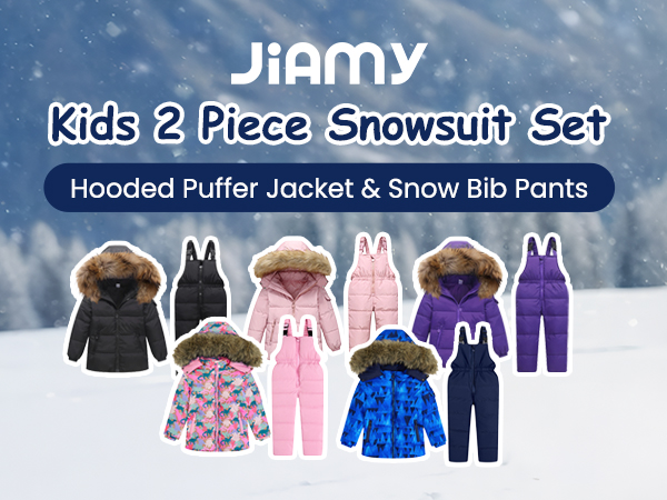 Amazon.com: JiAmy Kids 2 Piece Snowsuit Set Girl Winter Hooded