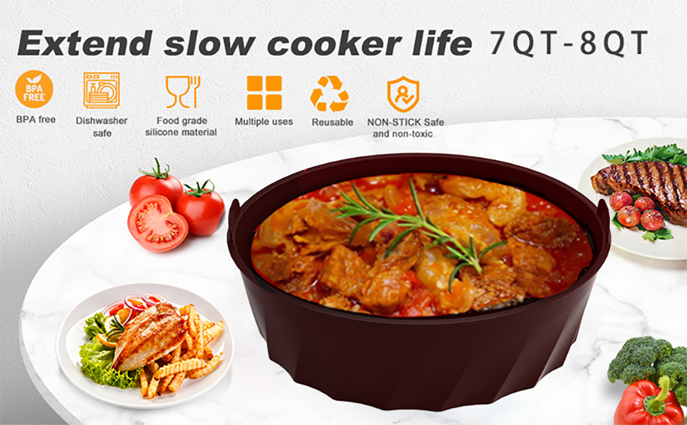 2 Pack Slow Cooker Liners fit CrockPot 78 QT Silicone