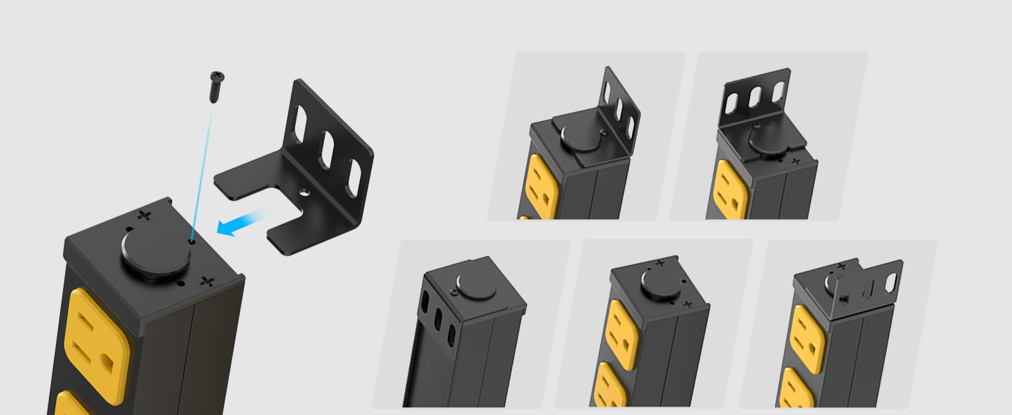 Mountable Long Power Strip, 2100 Joules Heavy Duty Surge