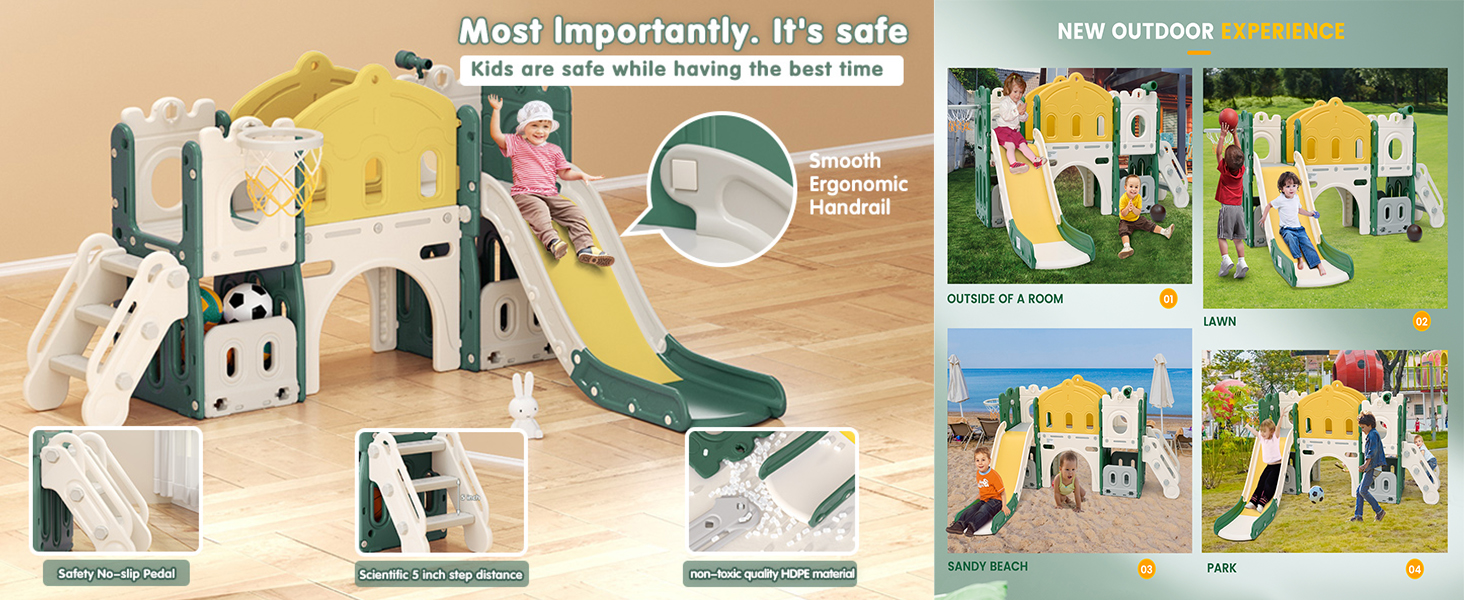 Lischwert Toddler Slide, Indoor Slide Playground Set for